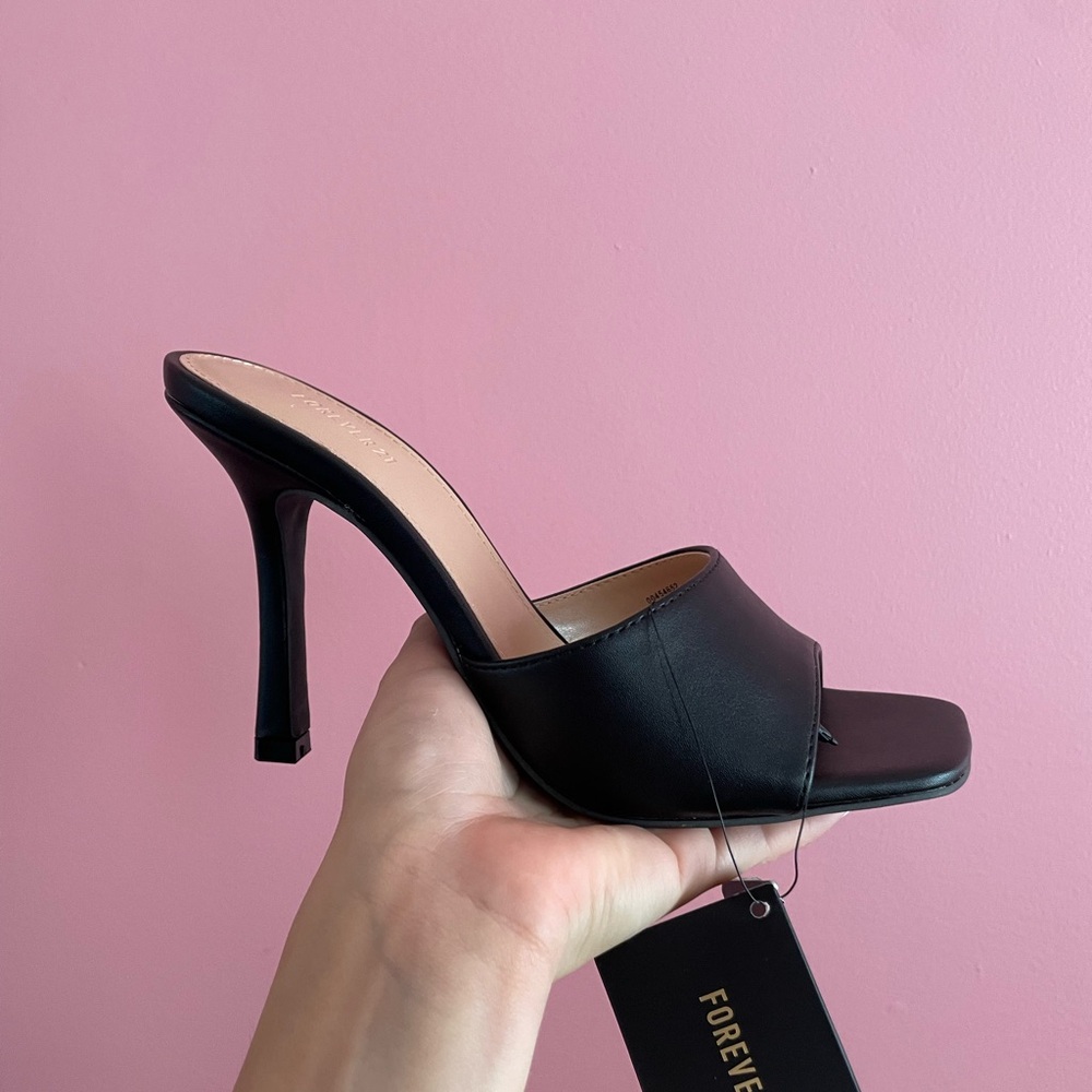 Forever 21 Black Open-Toe Heels